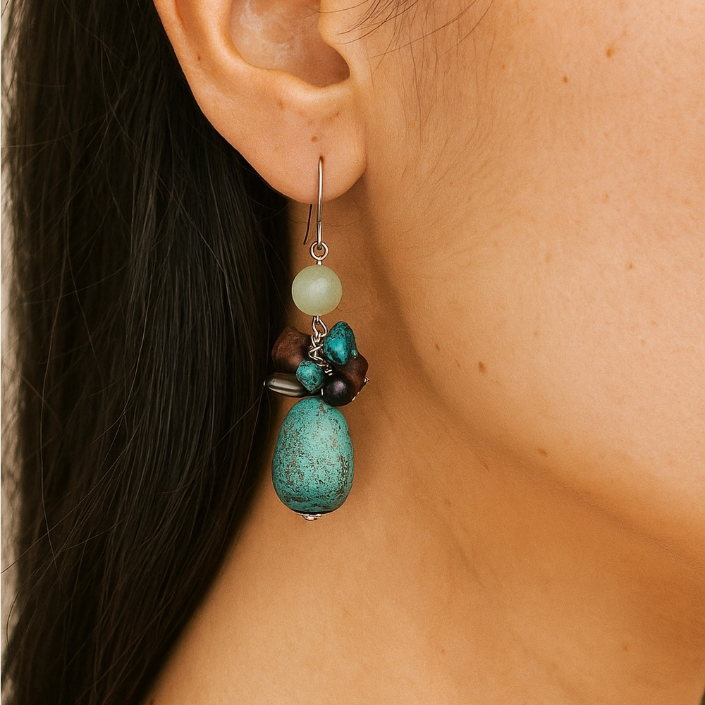 Turquoise Beaded Dangle Earrings